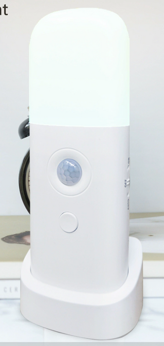 LED bevegelsessensor nattlys USB oppladbart - dimbart, bærbart, aktivert nattlampe for barnerom, soverom, gang - ideell belysningsløsning for barns sikkerhet og komfort