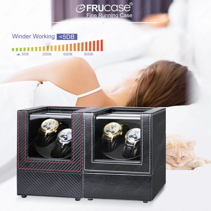 PU Watch Winder for Automatic Watches — 1 or 2 Watch Options, Two Rotation Modes