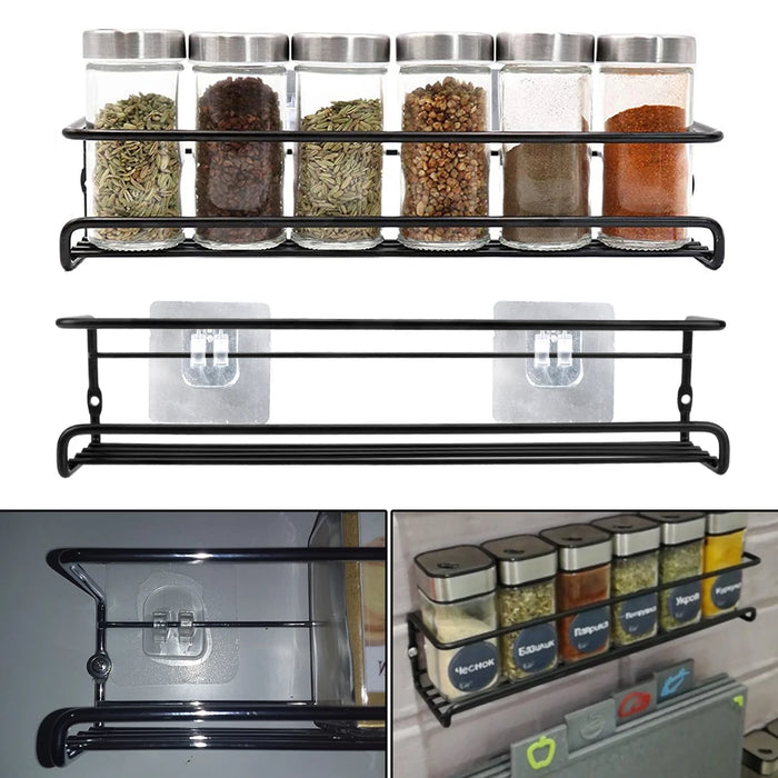 Metal Kitchen Hanging Racks 2-Pack — Wall-Mounted Single-Layer Spice Shelves