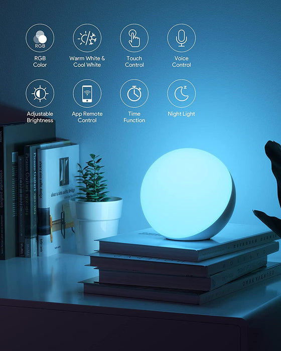 Candeeiro de Mesa Inteligente Regulável - Candeeiro de Secretária - Controlado por App/voz, LED RGB, Mudança de Cor, Candeeiro Tátil com Ficha UK - Ideal para Casas Inteligentes Modernas e Entusiastas de Tecnologia
