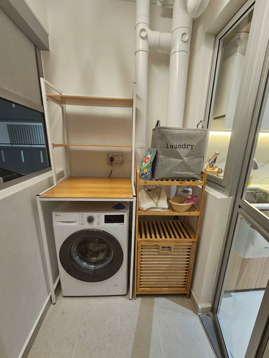 3/4-Tier Bamboo Laundry Hamper & Bathroom Rack with Pull-Out Shelves