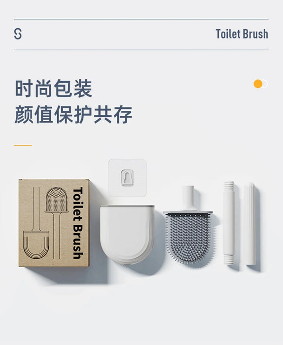 Silicone Toilet Brush with Quick‑Dry Base, Flexible Flat Head and Non‑Slip Handle