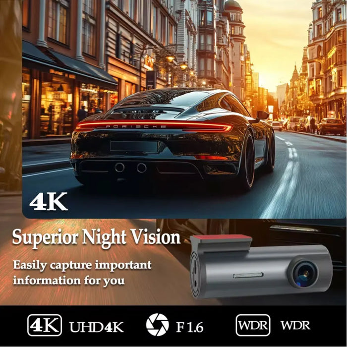 4K WiFi GPS Dash Cam — Mini Front DVR with 24‑Hour Parking Mode & G‑Sensor