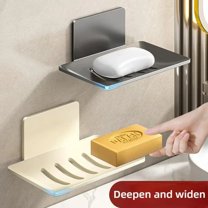 No-Drill Wall-Mounted Space Aluminium Soap Rack — Single or 3-Pack, Black/Grey/White