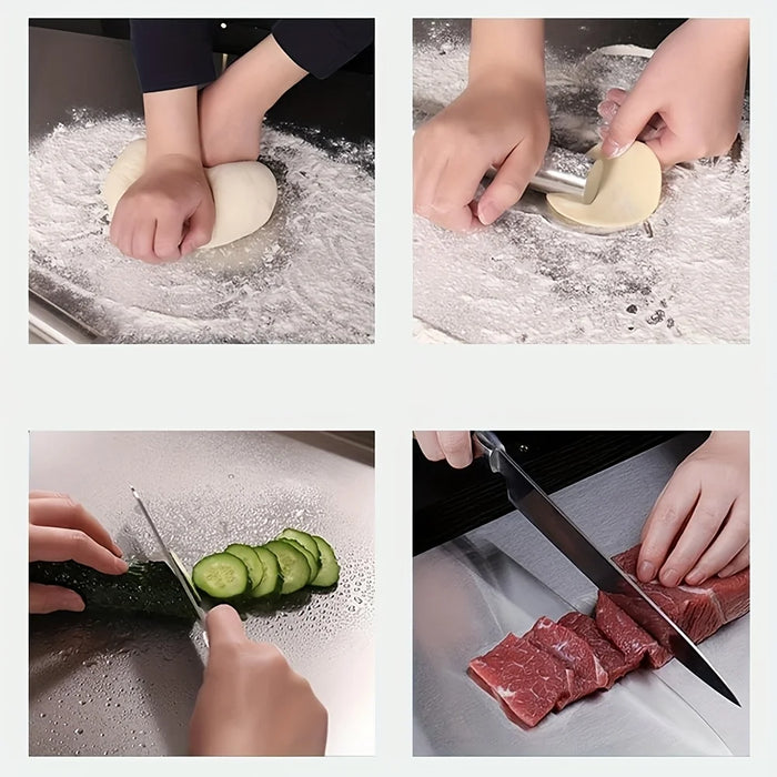 Stainless Steel Cutting Board – Heavy-Duty, Non-Slip with Safety Lip (40×30cm, 50×40cm)