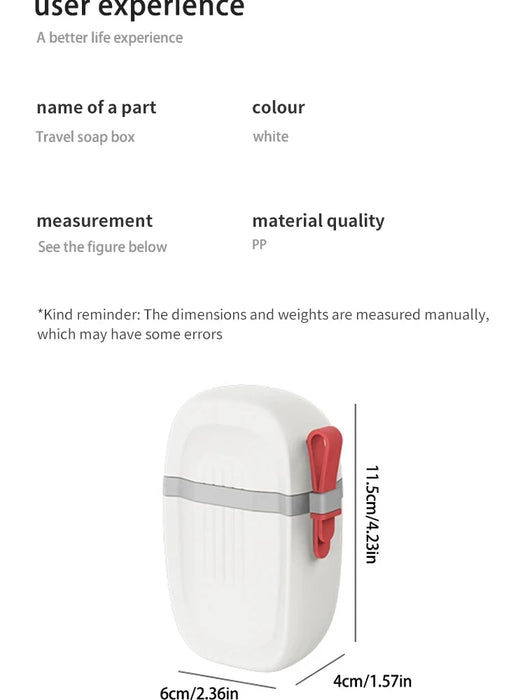 Portable Sealed Soap Box – Waterproof Travel Soap Dish with Draining Design, White 8×5×11cm