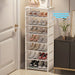6/8-Tier Shoe Organiser — Metal Frame with Fabric Shelves, Space-Saving Rack