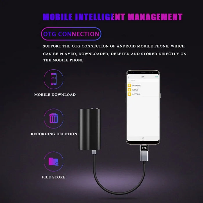 128GB Digital Voice Recorder – 500‑Hour Battery, Magnetic, Noise‑Reduction MP3 Player