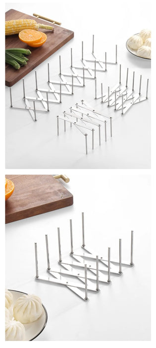 Retractable Stainless Steel Pot Lid Rack — Adjustable Foldable Kitchen Organiser