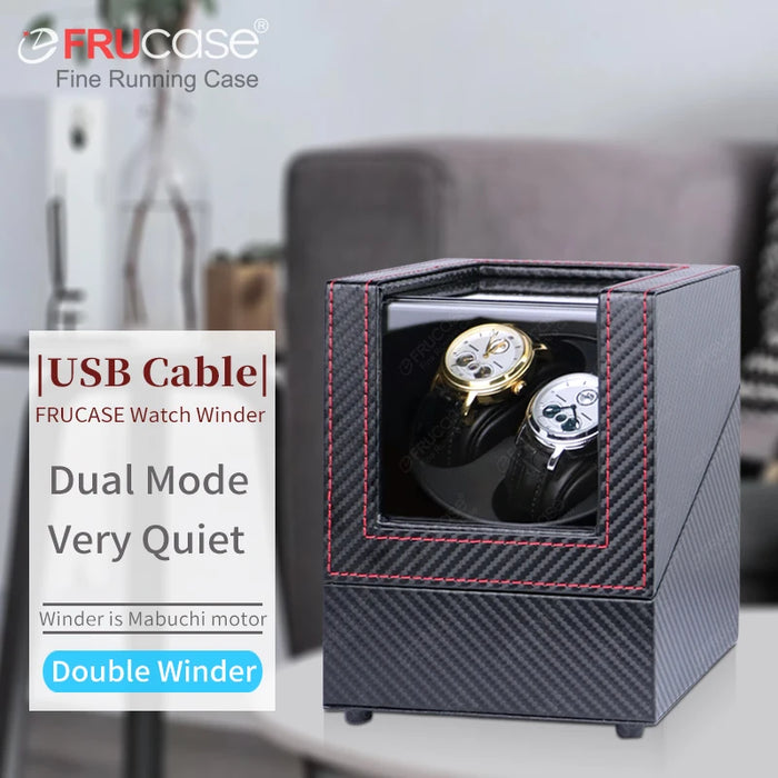 PU Watch Winder for Automatic Watches — 1 or 2 Watch Options, Two Rotation Modes
