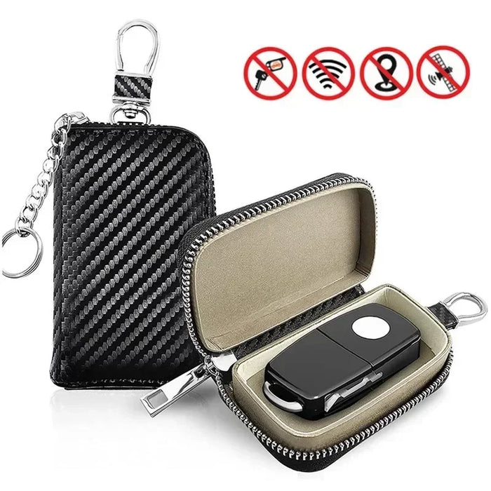 Signal‑Blocking Key Fob Pouch — Faraday RFID Protector (Black)