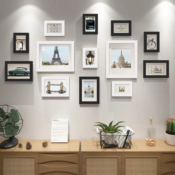 13-piece Wooden Picture Frame Set for Wall — Mixed Sizes for Photos