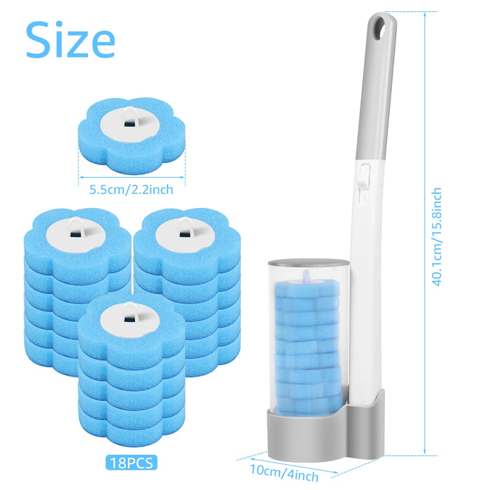 Disposable Toilet Brush Kit — Long Handle, Wall-mounted Holder, Replaceable Heads (24 / 72 pcs)