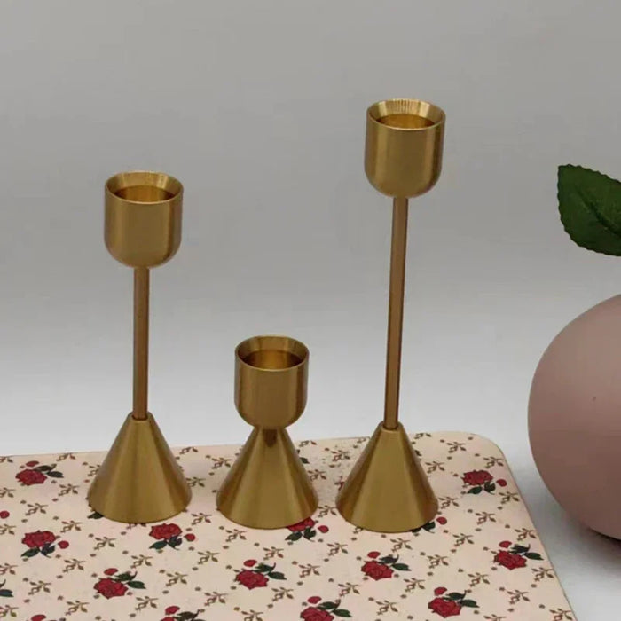 Gold Metal Candle Holder — Aluminium Candlestick for Tables & Events