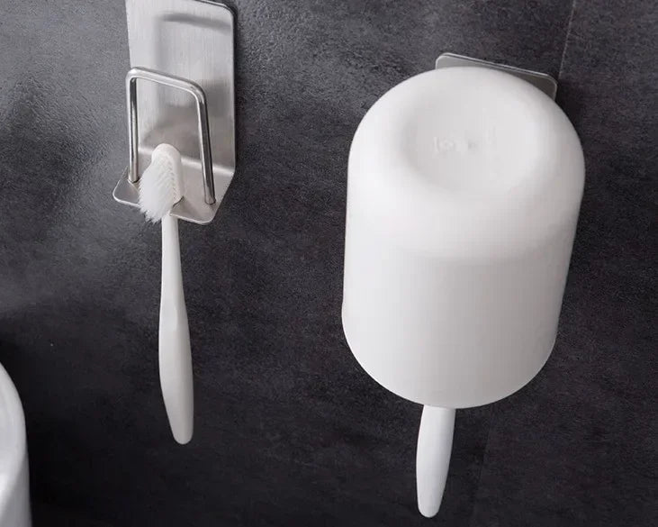 Stainless Steel Wall-Mount Toothbrush & Shaver Holder — 1 or 2 pcs