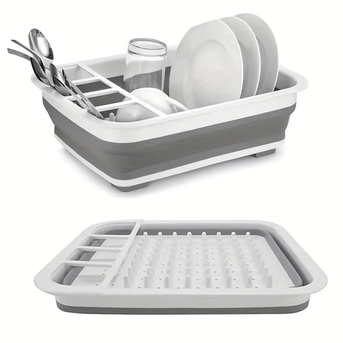 Large Plastic Dish Rack with Utensil Holder — Lightweight Drainer for Home, RV & Small Spaces
