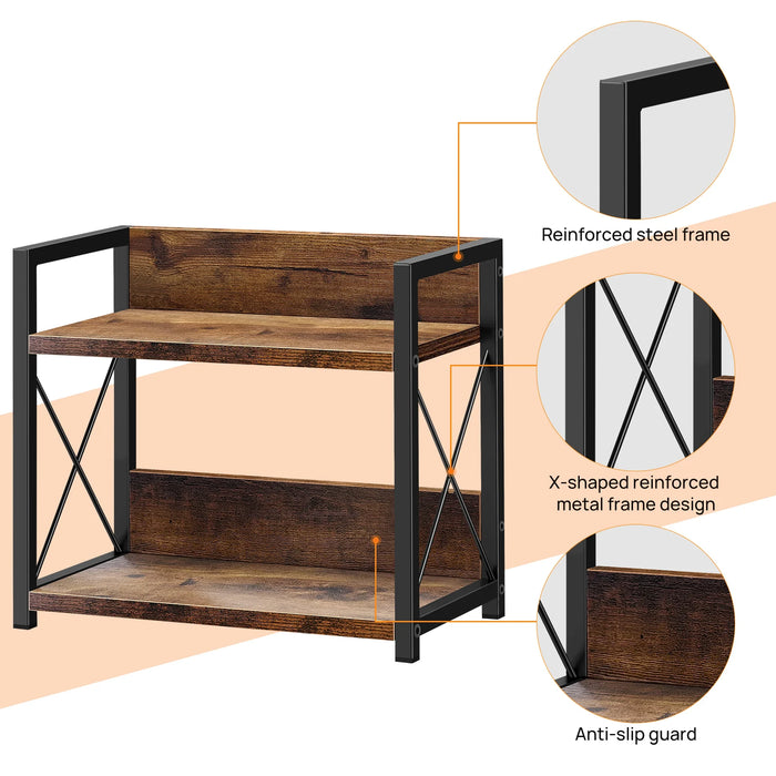 2-Tier Wood & Metal Spice Rack — Countertop Shelf Organizer