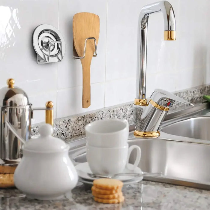 Stainless Steel Non-Perforated Kitchen Rack — Wall-Mounted Pot Lid & Cutting Board Holder
