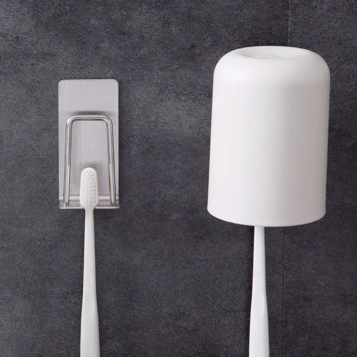 Stainless Steel Wall-Mount Toothbrush & Shaver Holder — 1 or 2 pcs