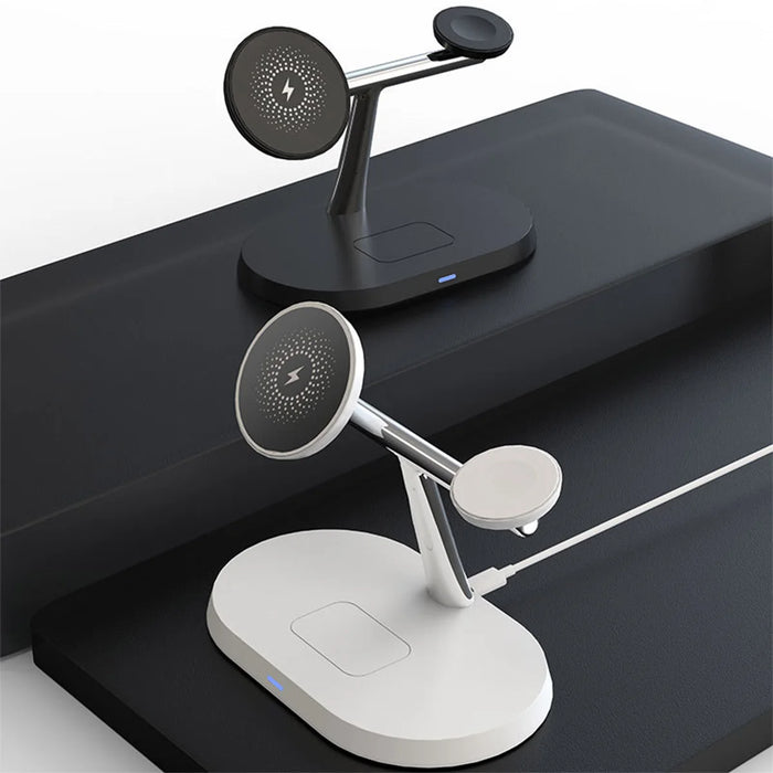 30W 3-in-1 Magnetic Wireless Charger Stand — Fast Charge for iPhone 12–17, Apple Watch (Series 2–8 & SE) & AirPods