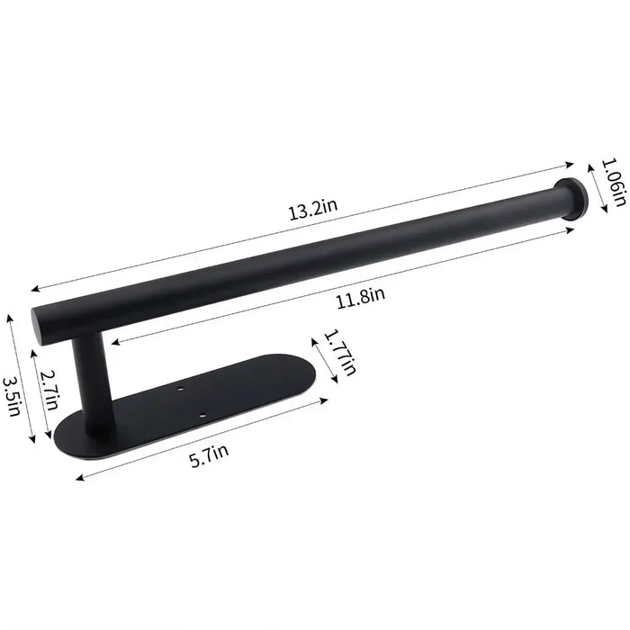 Adhesive Paper Towel & Toilet Roll Holder — ABS Plastic, 33cm, Black (Pack of 2)