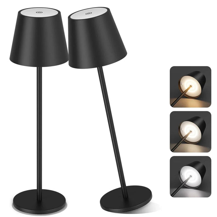 Candeeiro de Mesa Recarrregável LED - Interruptor Tátil, 3 Modos de Cor, Função Regulável - Ideal para Quarto, Sala de Estar, Bar e Iluminação Decorativa para Jantar