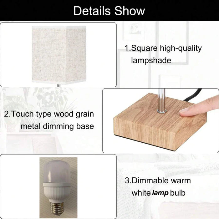 Candeeiro de Secretária LED por Candeeiros de Cabeceira - Candeeiro de Mesa com Dimerização por Toque com USB e porta Tipo C, Carregamento Rápido, Proteção para os Olhos - Luz de Leitura Ideal para Estudantes e Leitores de Longas Horas