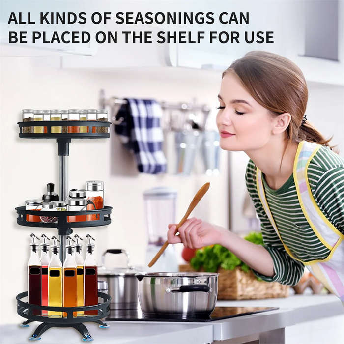 Rotating Kitchen Organiser — 360° Stainless Steel Turntable, 1/2/3-Tier (10-inch)