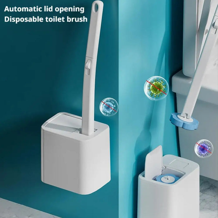 Disposable Toilet Brush Kit — Long Handle & Wall‑Mount Holder