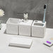 Ceramic 4-Piece Bathroom Organiser Set — Soap Dispenser, Lotion Bottle, Toothbrush Cup & Soap Dish