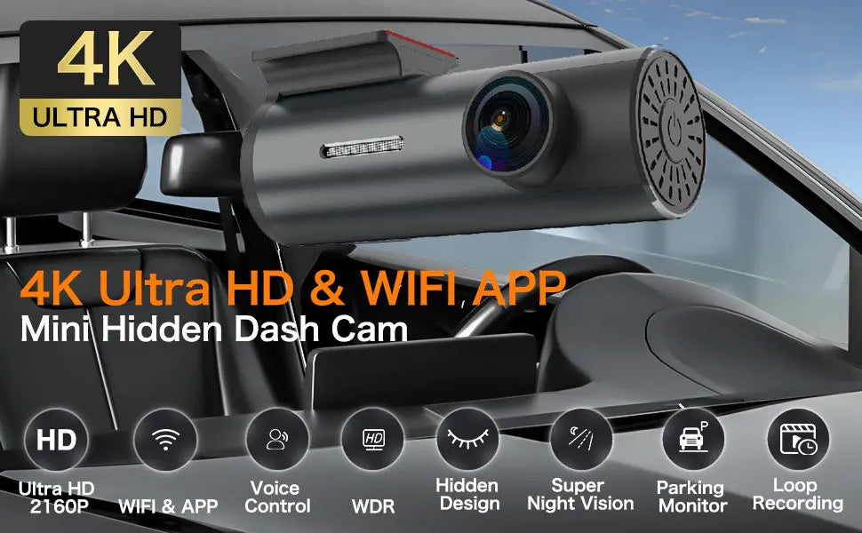 4K WiFi GPS Dash Cam — Mini Front DVR with 24‑Hour Parking Mode & G‑Sensor