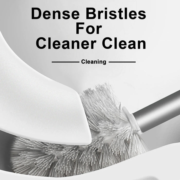 Long‑Handle Aluminium Toilet Brush with Wall‑Mounted Holder — White, Grey or Black