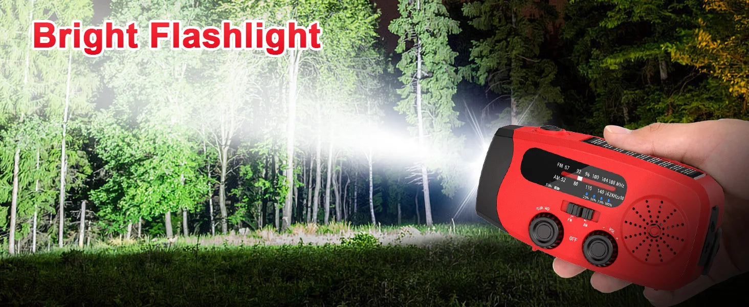 2000mAh Rechargeable Hand‑Crank Emergency Radio with LED SOS and USB Charger