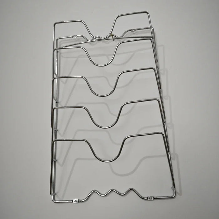 Five-Layer Wall-Mounted Pot Lid Rack — Iron Wire, Rust-Free, Silver