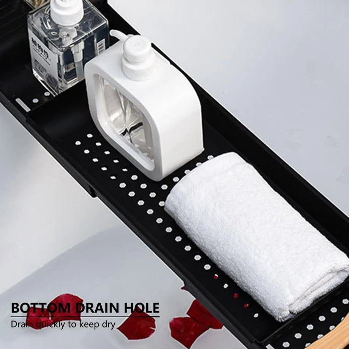 Expandable Bath Caddy Tray — PVC Bathtub Shelf for Candle, Towel, Book, Phone & Wine