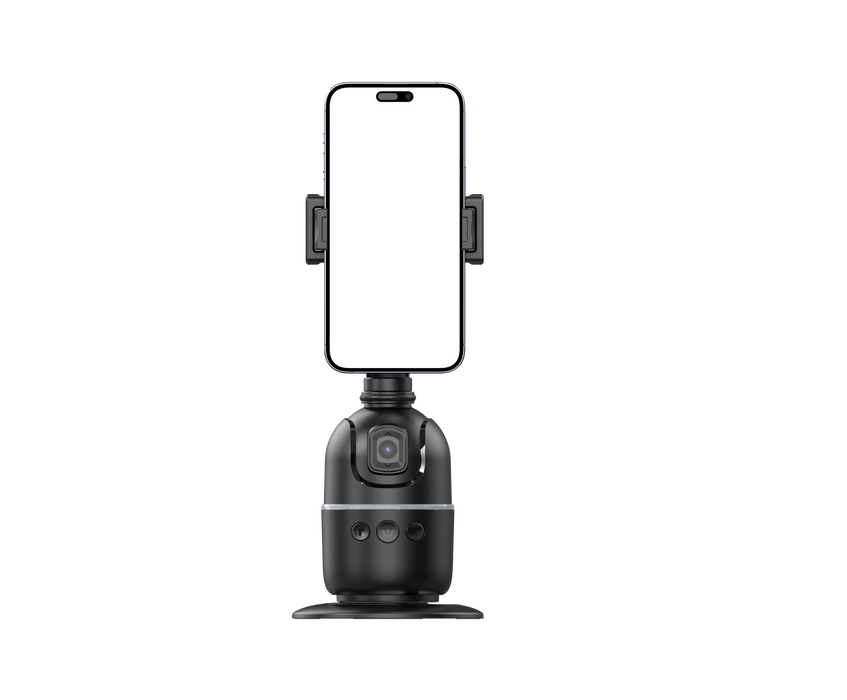 P03 360° Auto Face-Tracking AI Phone Gimbal — Desktop Tripod Holder for Vlog & Live