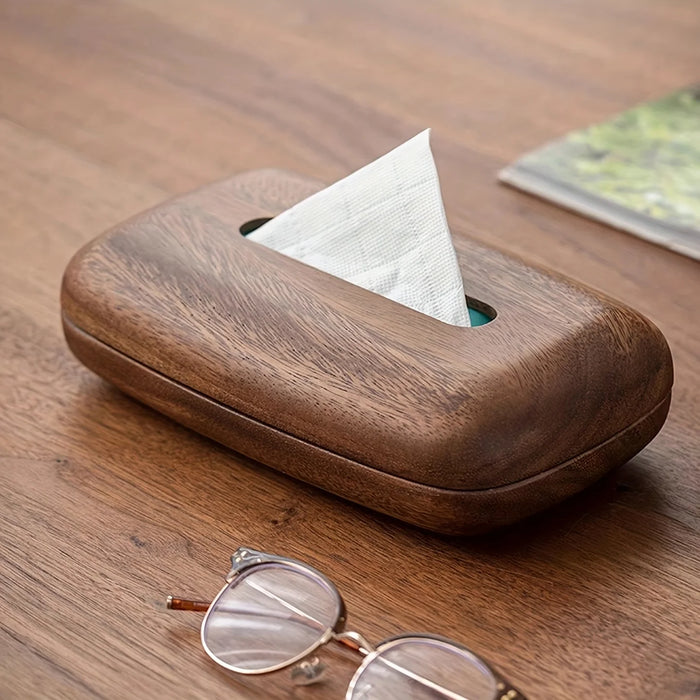 Walnut Wood Tissue Box Cover – Rectangular with Removable Lid, Minimalist Home Décor
