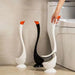 Swan-shaped Long-handle Toilet Brush with Holder — Dense Bristles, ABS (White/Blue/Black)