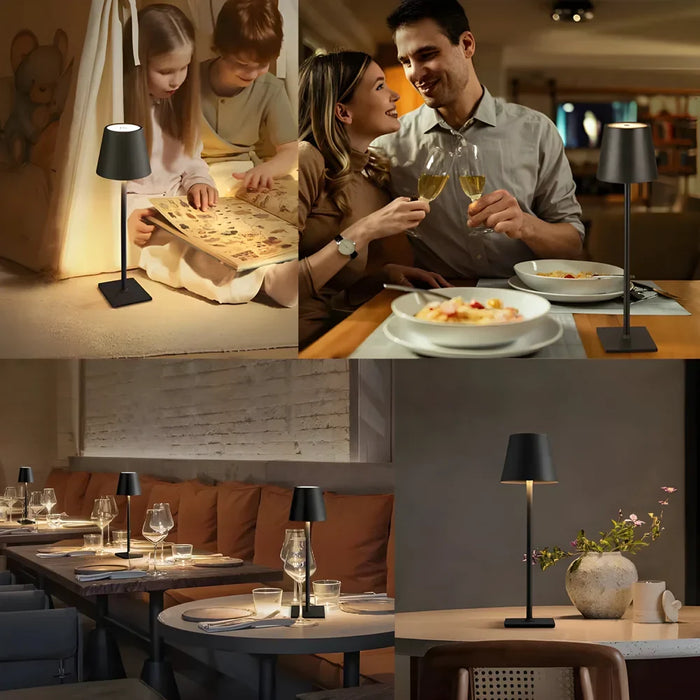 Candeeiro de Mesa Recarrregável LED - Interruptor Tátil, 3 Modos de Cor, Função Regulável - Ideal para Quarto, Sala de Estar, Bar e Iluminação Decorativa para Jantar