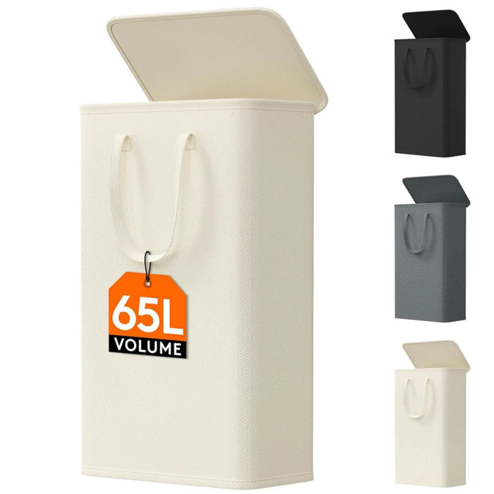 65L Covered Laundry Basket — Foldable, Space-Saving & Portable (Oxford)