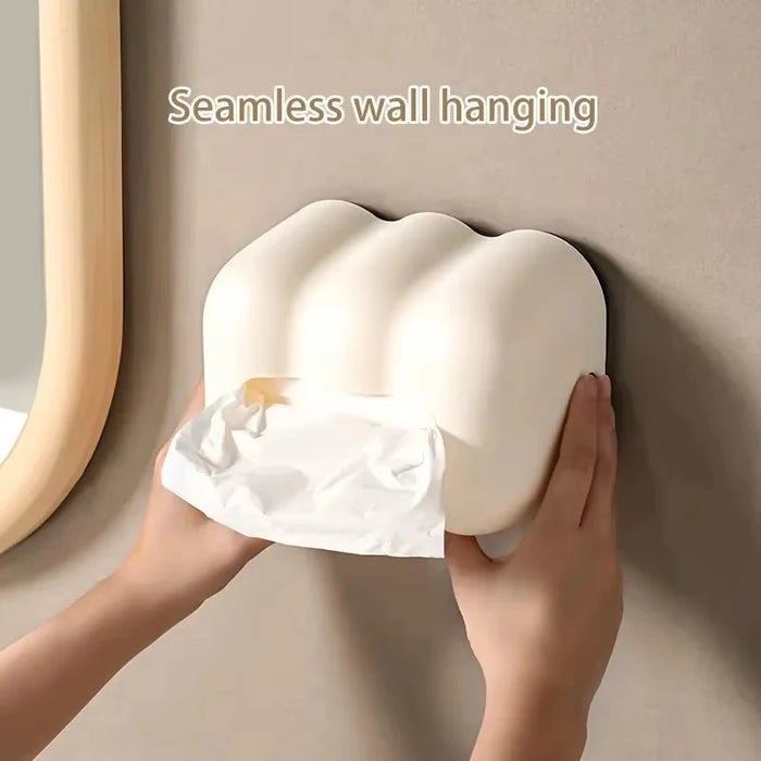 Cloud Tissue Box Holder — Wall-Mount Napkin & Paper Towel Organiser, Cream (PP)