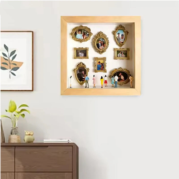 DIY Mini Museum Silhouette Box – Creative Memory Display Kit with Miniature Statues & Gold Frames