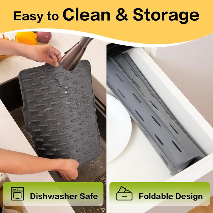 Silicone Dish Drying Mat — Fast Drainage, Heat-Resistant & Non-Slip