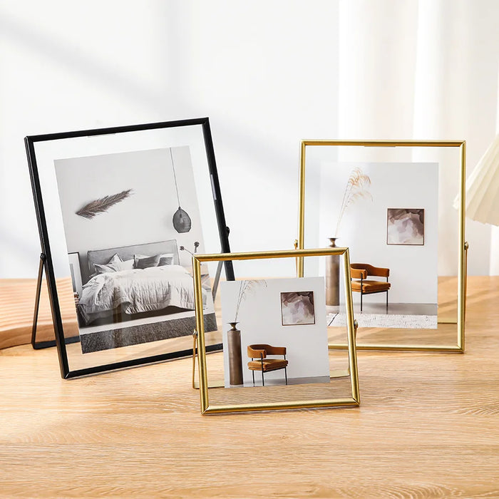 4- & 6-inch Metal Floating Photo Frame — Gold or Black with Transparent Acrylic Panels