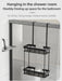 QH Dual-Tier Shower Caddy — Metal & Plastic Bathroom Shelf (Wall or Over-Door)