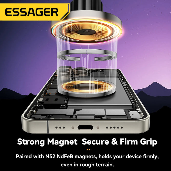 15W Magnetic Wireless Car Charger & Holder for iPhone 12–16 (MagSafe) with RGB