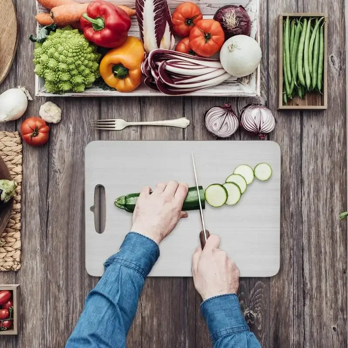Stainless-steel Cutting Board — Thickened, Double-sided Food‑Grade Chopping Board