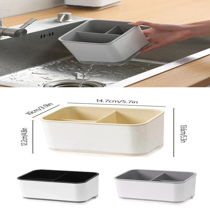 Double-Layer Cutlery Drainer with Detachable Chopstick Cage & Spoon Organiser