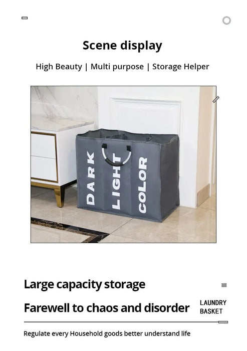 3-Compartment Foldable Laundry Hamper Bag – Waterproof Oxford Fabric