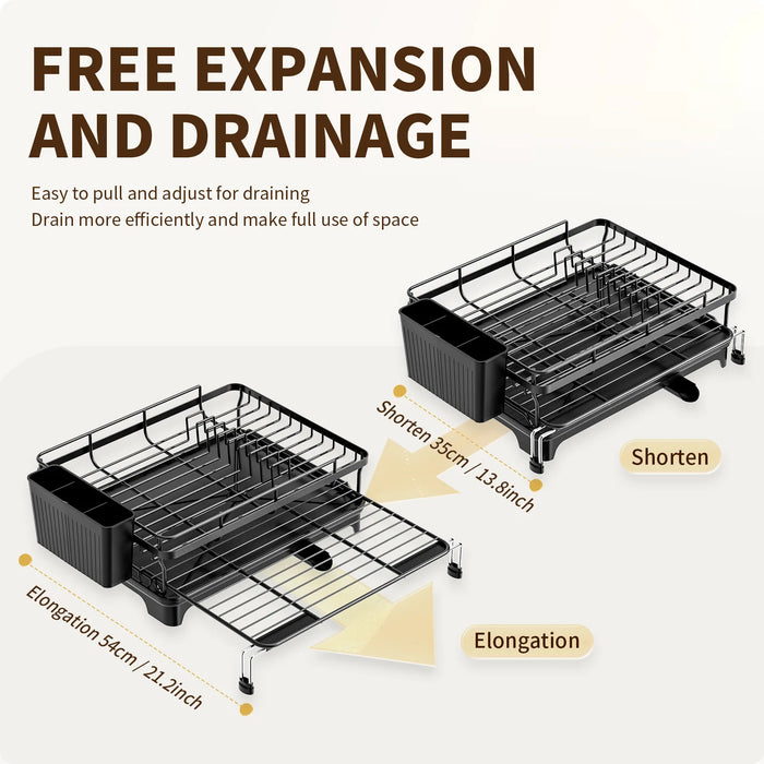Extendable Over‑Sink Dish Drying Rack – Carbon Steel, Large Capacity